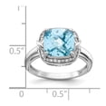 thumbnail image 6 of Auriga Fine Jewelry 925 Sterling Silver Rhodium Diamond & Checker-Cut Sky Blue Topaz Ring for Women Size 7, 6 of 6
