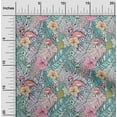 thumbnail image 2 of oneOone Cotton Silk Dusty Teal Green Fabric Tropical Flamingo Fabric For Sewing Printed Craft Fabric By The Yard 42 Inch Wide, 2 of 4