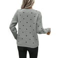 thumbnail image 3 of Women'S Polka Dots Sweaters Long Sleeve Round Neck Knitted Pullover Tops Gray XL, 3 of 7