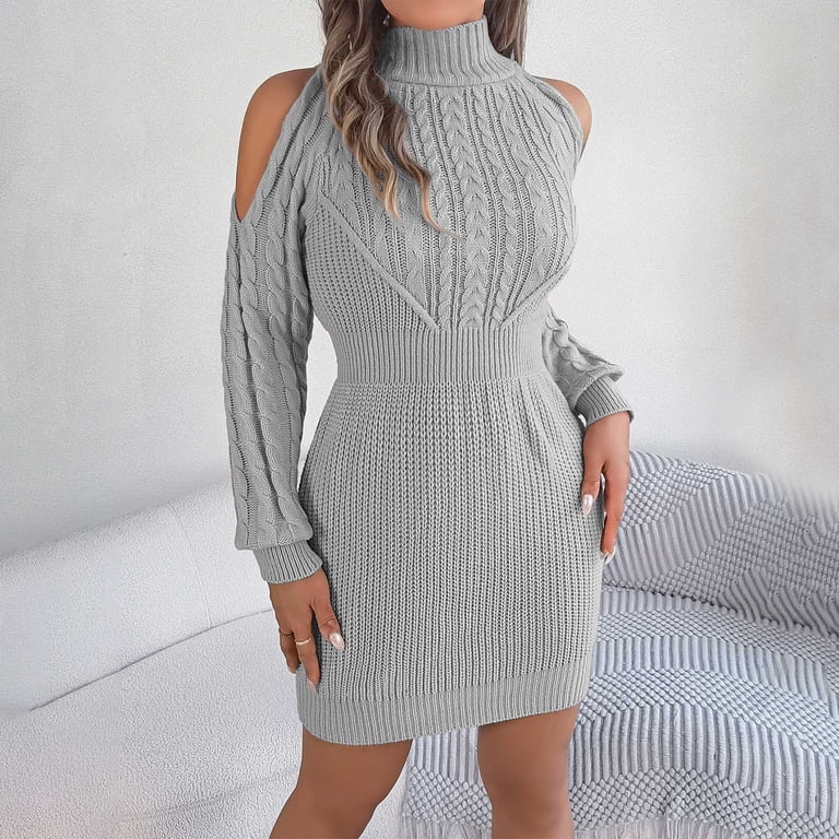 petite grey knit slouchy mini dress with tie wrap around Thats So Fetch | Mace Bodycon Mini Dress | Grey main image 1