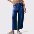 thumbnail image 2 of XFLWAM Capri Pants for Women Wide Leg Sweatpants Casual Baggy Mid Waist Cropped Cargo Pants Oversized Barrel Lounge Pants with Pockets Blue M, 2 of 6