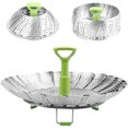 thumbnail image 1 of Vegetable Steamer Basket, Stainless Steel Folding Steamer Basket Insert for Veggie Fish Seafood Cooking, Expandable to Fit Various Size Pot (5.1" to 9" Triangle), 1 of 8
