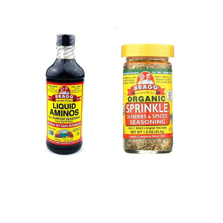 Bragg's Organic Variety Pack for Cooking: Bragg Organic Coconut Liquid Aminos 16 Oz + Bragg's Sprinkle Seasoning Blend - 24 Herb & Spices, 1.5