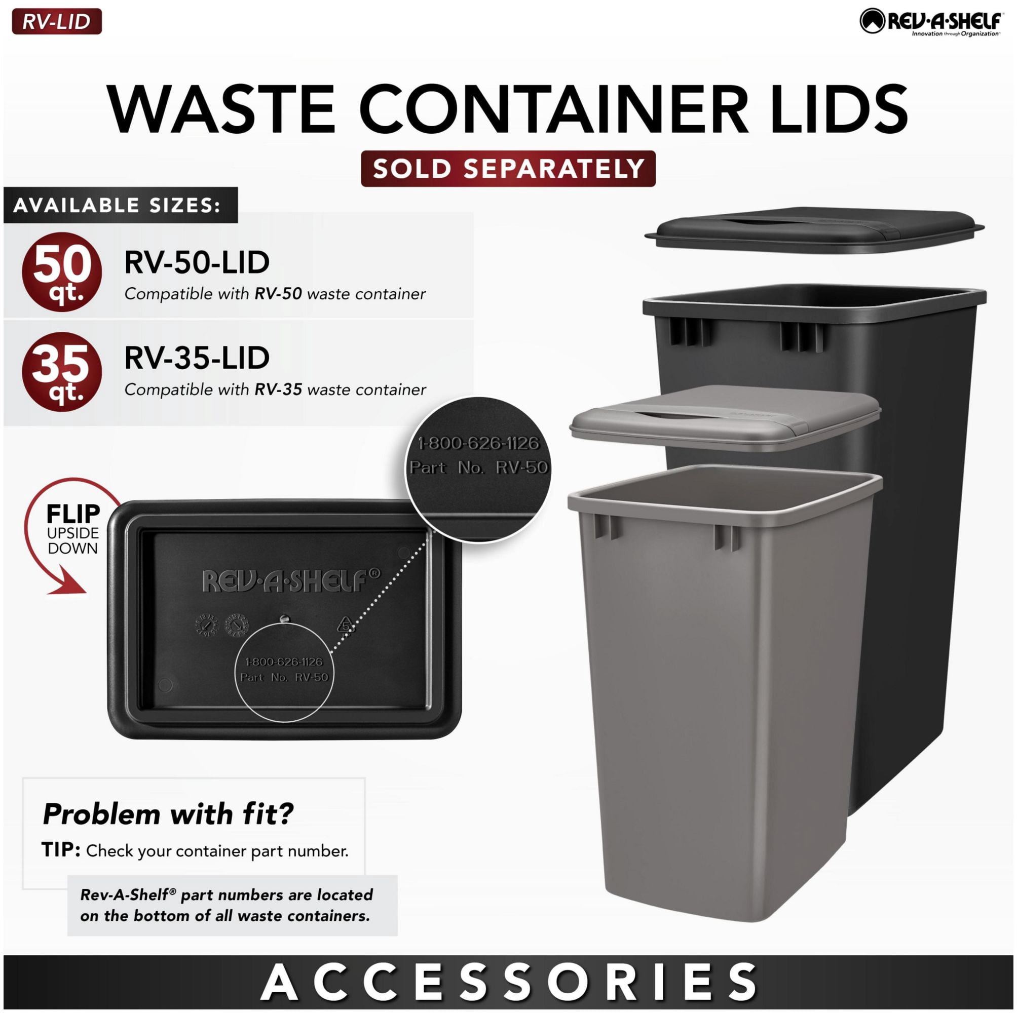 Rev-A-Shelf 4Wctm-15Dm2-162 4Wctm Top Mount Double Bin Trash Can For 1-5/8" Faceframe