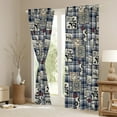 thumbnail image 3 of Blue And White Buffalo Grid Curtains Farm Animals Blackout Curtains for Living Room Bedroom Dining Room Floral Rustic Farmhouse Style Window Treatments Windwill Darkening Curtains 52"X63", 3 of 5