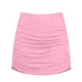 thumbnail image 4 of Qingpeng Women's Ruched Bodycon Mini Skirt Solid Versatile High Waist Swim Skirt for Beach Casual Outings Swimwear Cover Up, 4 of 7