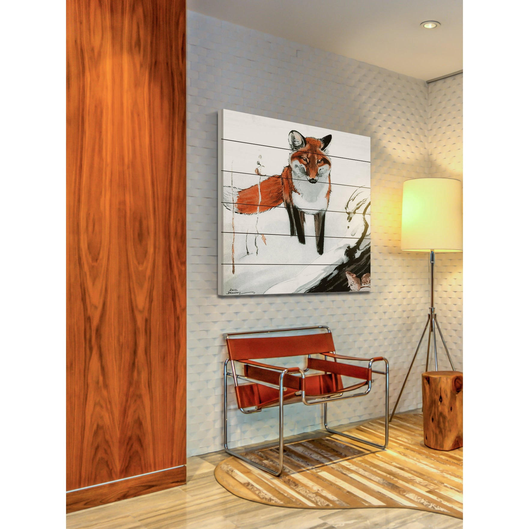 Marmont Hill "Snow Fox" Painting Print on White Wood