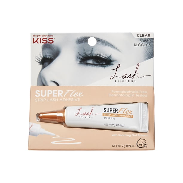 Pegamento para Pestañas KISS Super Flex con Extracto de Avena, Transparente, 7 g