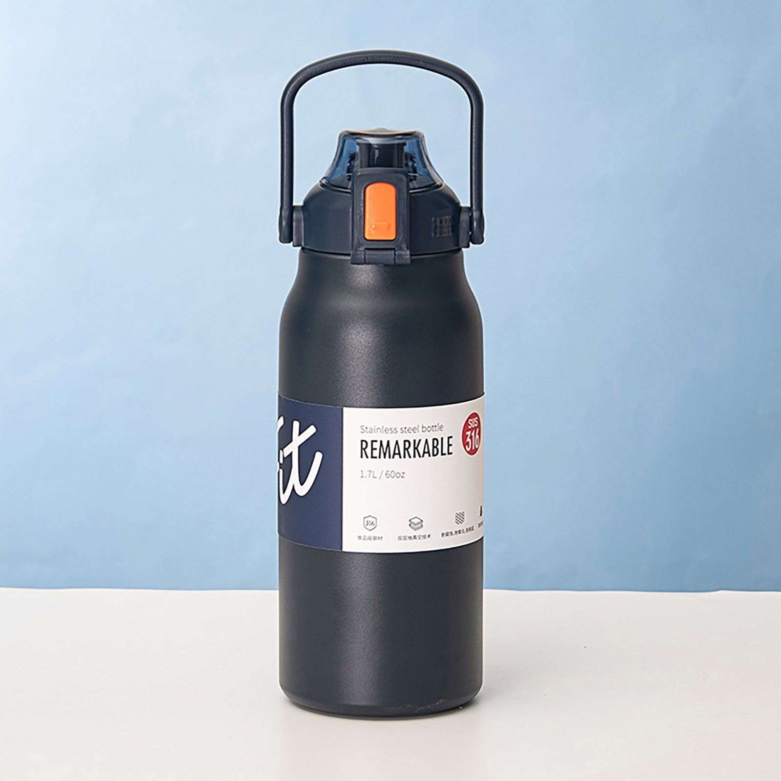 witspace Insulated Water Bottle, Thermal Vacuum Cups for Hot and Cold Drinks, BPA Free Cute Stainless Steel Leak-proof Flask for Boys and Girls School Indoor Outdoor Sports (60oz, 1700ml)