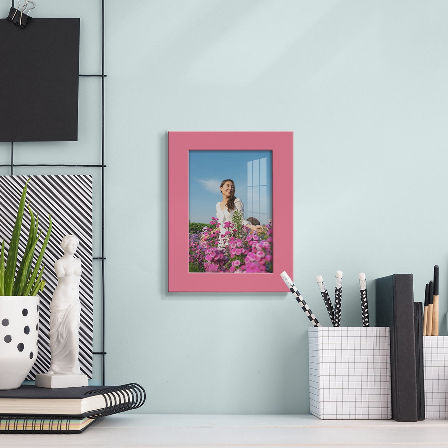 Modern 3.5 in. x 5 in. Hot Pink Picture Frame (Set of 2)