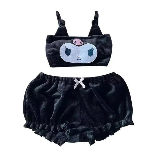 Sanrioed-Pijama de dibujos animados Kawaii, ropa interior de Mymelody Kuromi Cinnamoroll, sujetador pequeño Diablo, ropa Sexy para el hogar, Otoño e Invierno