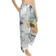 thumbnail image 2 of Disketp The World Map With Cartoon Animals Print Women'S Comfy Pajama Pants Casual Drawstring Palazzo Lounge Wide Leg Pants, 2 of 9