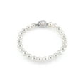 thumbnail image 1 of AAAA Quality 7-8mm Round White Freshwater Cultured Pearl Bracelet with 14K White Gold Flower Clasp in 7 Length for Women, 1 of 8