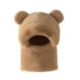 thumbnail image 1 of MIASHUI Adult Bear Ear Cartoon Pullover Hat Winter Neck Scarf Connected Thick Windproof Hat Ear Protection Scarf Coffee, 1 of 4