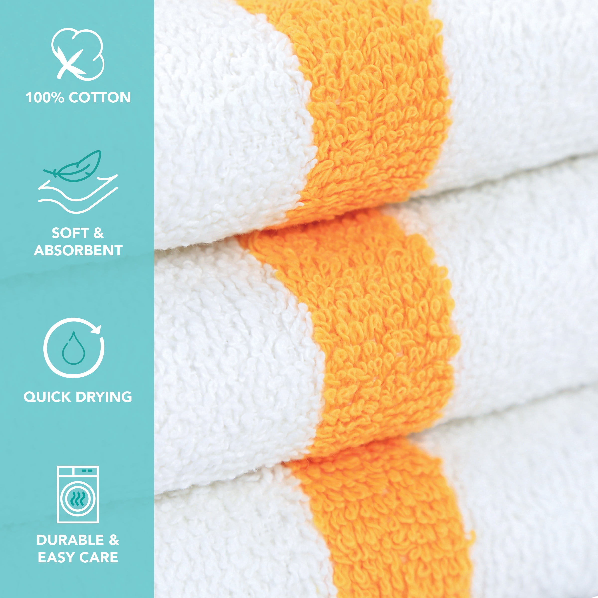 Arkwright Power Gym Hand Towels (12 Pack), 16x27 in., Soft Cotton, White with Gold Stripe