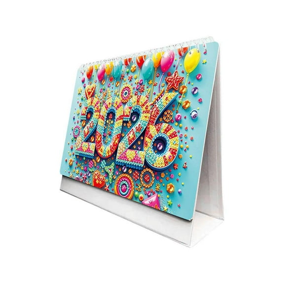 QHUDLV DIY 5D Diamond Art Painting Desk Calendar 2026, Standing Flip 7.61 x 6.63, January 2026 - December 2026 Festival Diamond Art Calendar Small Desktop Calendar for Home Office Workspace Study