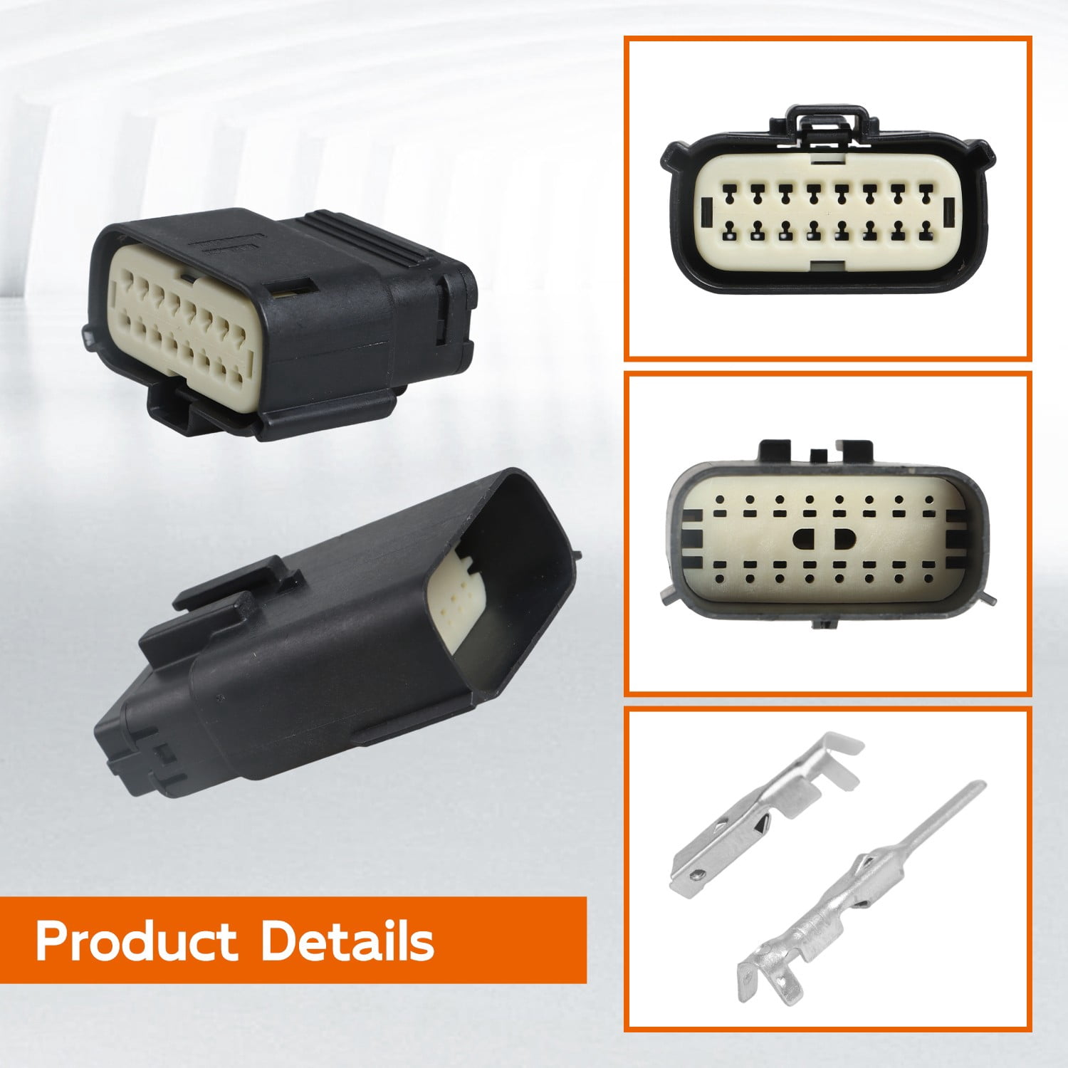 1x Waterproof 16 Pin Male & Female w/ Terminals Crimp Connector Wire Connector