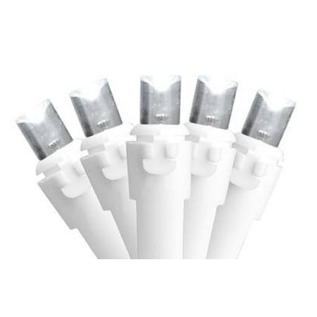 Set of 100 Pure White LED Wide Angle Christmas Lights - White Wire