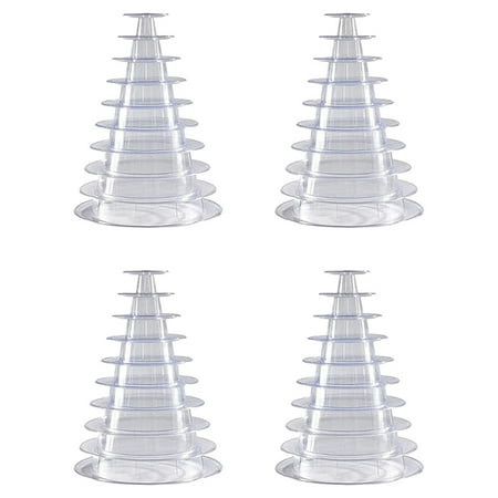 

4X 10 Tier Cupcake Holder Stand Round Macaron Tower Stand Clear Cake Display Rack for Wedding Birthday