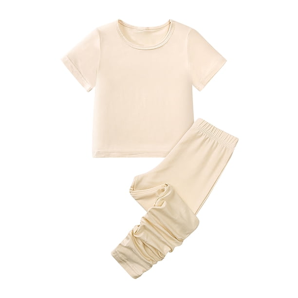 Odeerbi 1-7 Años Niños Niñas Pijamas de Verano Camisetas de Manga Corta de Algodón Pantalones Conjunto de Dos Piezas de Pijama Suave