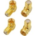 thumbnail image 1 of Conector coaxial en ángulo recto, chapado en oro, forma de L, tipo F, adaptador coaxial RG6 (paquete de 4), macho a hembra, 90 grados, 1 of 3