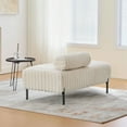 thumbnail image 5 of 49.6 Inch Wide Upholstered Mini Loveseat in Neutral Colour with Metal Legs for Living Room or Bedroom Decor, 5 of 10