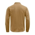 thumbnail image 4 of WTOBBY Men's Casual Long Sleeve Shirt Lapel Collar Button Front Pocket Classic Fit Breathable Cotton Blend Office Wear Business Casual Daily Top,Brown XL, 4 of 8