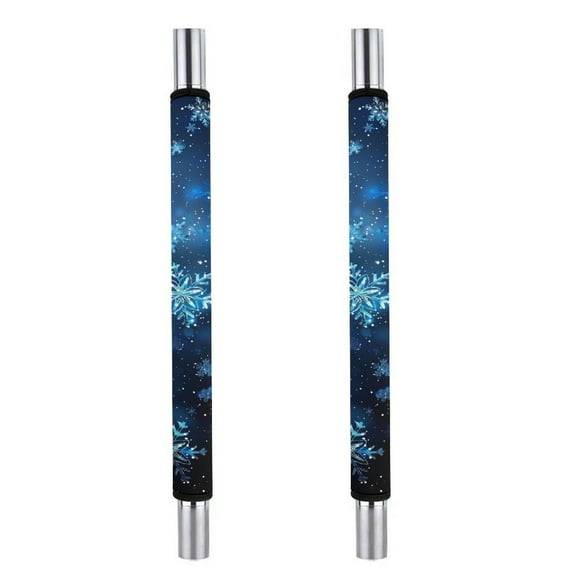 POBUDS HOME 2 PCS Refrigerator Door Handle Covers Kitchen Appliance Decor Handles Anti-Skid Anti-Static Protector Fridge, Dishwasher Oven, Christmas Snowflakes Blue