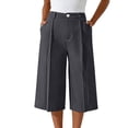 thumbnail image 5 of Capri Pants for Women Pleated Business Casual Work Trousers High Waisted Relaxed Fit Dressy Capris with Pockets, 5 of 7