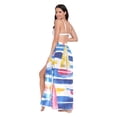 thumbnail image 3 of FORMRS Womens Long Sarong Beach Wrap Semi-Sheer Bikini Skirt Bathing Swimsuit Cover Up, Red Hand Drawn Sailboats, 3 of 7
