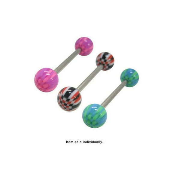 Multi Color Checker Design Tongue Rings