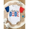 thumbnail image 2 of nvzhuang Independence Day Infant Romper Baby Boys Girls Contrast Color Letter Print Short Sleeve Crew Neck Jumpsuits Summer Bodysuits, 2 of 8