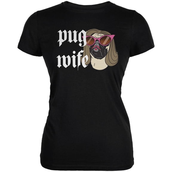 Pug Wife Black Juniors Soft T-Shirt - 2X-Large