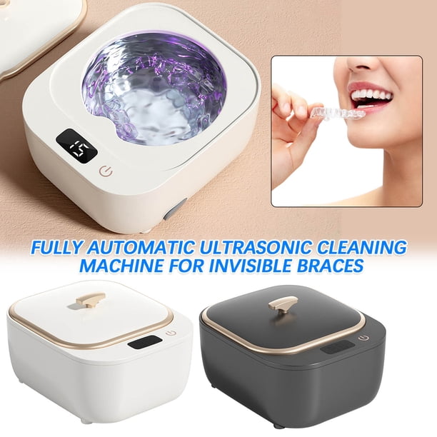 onlyliua Ofertas de Navidad Minimalista Limpiadora Automática de Aparatos Dentales Invisibles para El Hogar, Limpiador Portátil de Retenedores de Aparatos Dentales