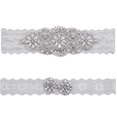 thumbnail image 1 of 2Pcs Garters for Bride White Lace Garter with Sewing-on Rhinestones Clear Crystal Set, 1 of 5