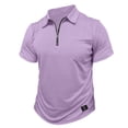 thumbnail image 6 of BOMYJESK Mens Polo Shirts Short Sleeve Collared Zip Golf Shirt Fashion Casual Polo Shirts Big and Tall Stylish Tops with Pocket Light Purple XXL, 6 of 6