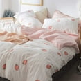 thumbnail image 3 of Pink Strawberry Duvet Cover Kids Girl Kawaii Print Bedding Set Queen 1 Duvet Cover with 2 Pillowcases Cotton Strawberry Comforter Cover Lovely Soft Full Bedding Set with Zipper and Corner Ties, 3 of 6