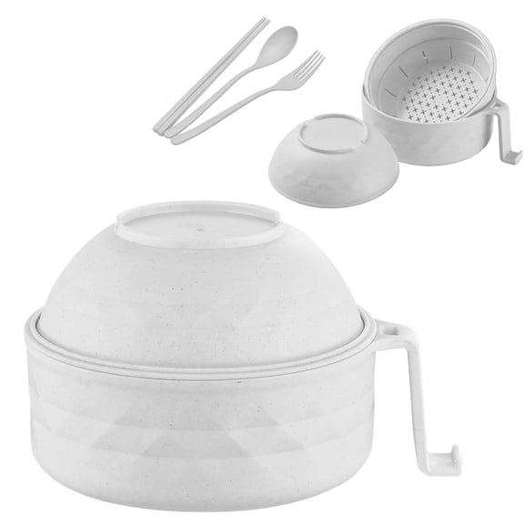 2026 New Microwave Ramen Bowl with Strainer Ramen Bowl Set with Lid, Handles Spoon Chopsticks Fork Mixing Salad Rice Pasta Fruit Instant Noodles Soup Food