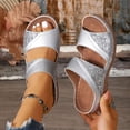 thumbnail image 3 of Rokment Glitter Metallic Sequin Orthopedic Wedges Slip on Sandals for Women 2026 Summer Beach Sparkly Casual Platform Arch Support Dress Sandals Comfortable Walking Slippers Silver Size 9.5, 3 of 7