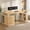 Oak, variant on Standing Desk with 3 Wood Drawers, Farmhouse Computer Desk with Power Outlets & Open Shelves, 63" Height Adjustable Home Office Desk, Stand Up Desk with Storage, White
