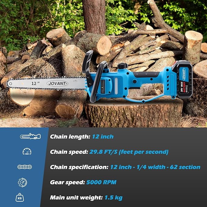 20V MAX Chainsaw with 1*Max20V-4Ah Battery&Charger,Cordless Chainsaw Cordless with 12inch Bar,Battery Chain Saw for Garden,Home and Tree Felling Tree
