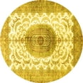 thumbnail image 1 of Ahgly Company Machine Washable Indoor Round Medallion Yellow Traditional Area Rugs, 4' Round, 1 of 4
