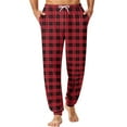 thumbnail image 2 of Domuza Pajamas for Men Pants Plaid Comfy Loose Elastic Drawstring Jogger Sleep Pants Lightweight Casual Soft Lounge Pjs Trousers with Pockets Red M, 2 of 9
