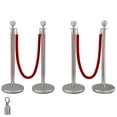 thumbnail image 1 of VEVOR 4PCS Stainless Steel Stanchion Posts Queue, Red Velvet Ropes Silver, 38In Rope Barriers Queue Line Crowd Control Barriers for Party Supplies, 1 of 9