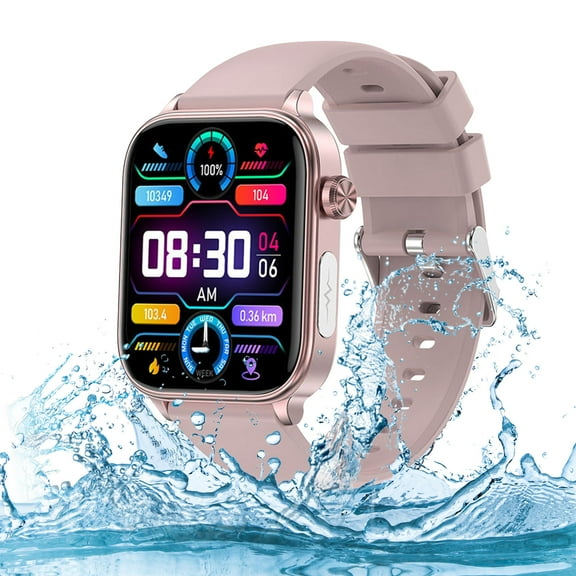 Nkmbld Watch Fitness Tracker Watch Bluetooth Talk Heart Meter Step Distance Voice Assistants Bracelet Sports Watch, Gold