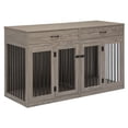 thumbnail image 6 of Dextrus Large Dog Crate Furniture for 2 Dogs, 60" Wooden Dog Kennel with Double Doors and 2 Drawers, Heavy Sturdy Dog Kennel for Medium Large Dog, Indoor Double Dog Cage,Gray, 6 of 6