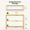 thumbnail image 2 of Console Table, Tempered Glass Narrow Sofa Table, 3-Tier Entryway Table with Storage Shelves & Metal Frame for Living Room, Hallway, Foyer,Gold, 2 of 6