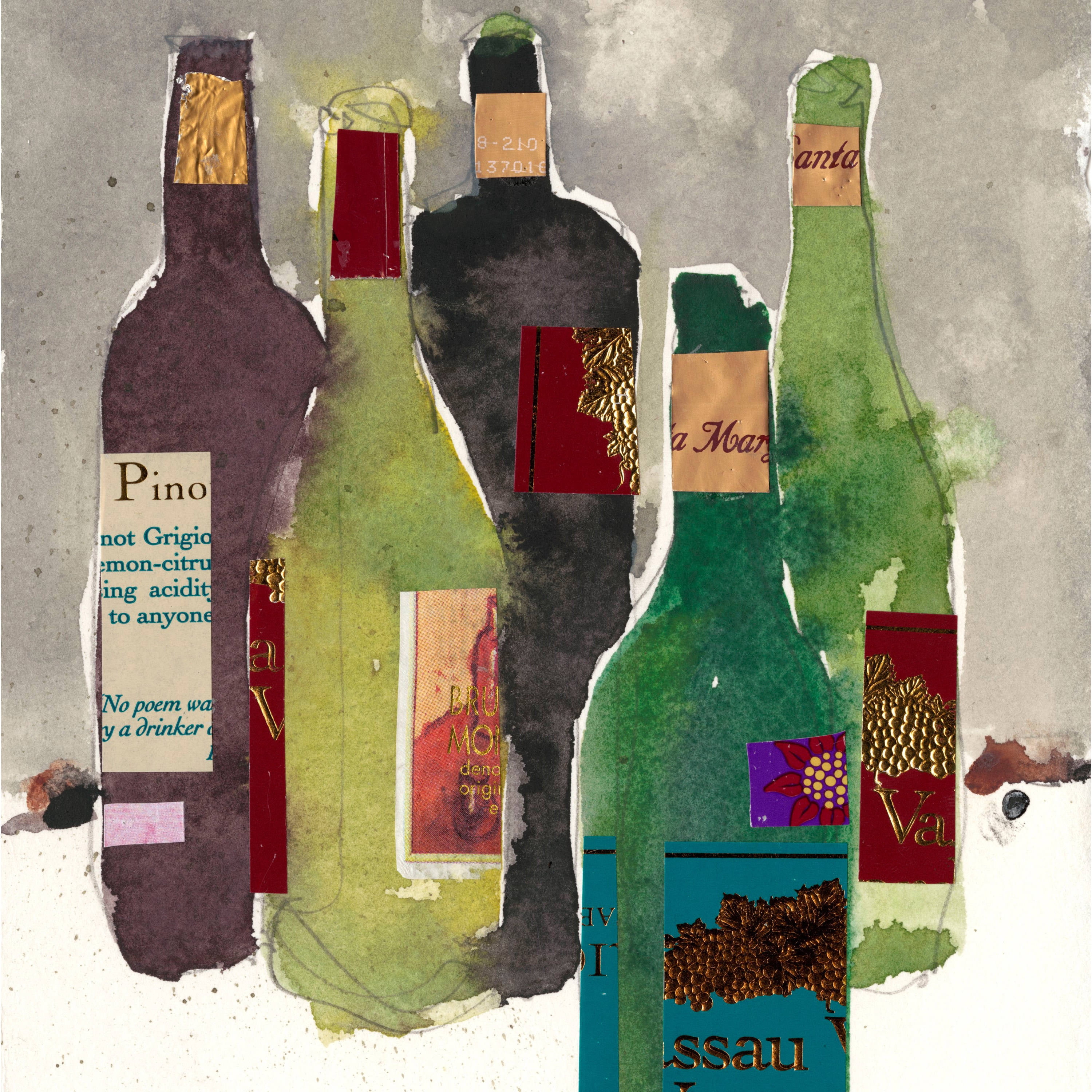 Marmont Hill "Five Bottles" Painting Print on Wrapped Canvas