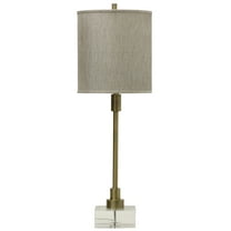 Valentina Table Lamp - Antique Brass Finish on Metal Body with Crystal Base - Hardback Shade