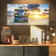 thumbnail image 1 of Miami South Beach Sunrise - Large Seashore Canvas Wall Art, 1 of 3